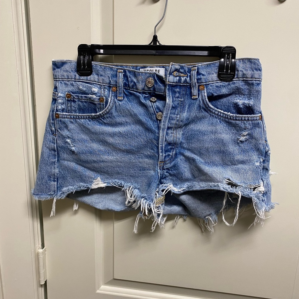 Agolde Jean Denim Shorts Parker High Rise Distressed Size 26